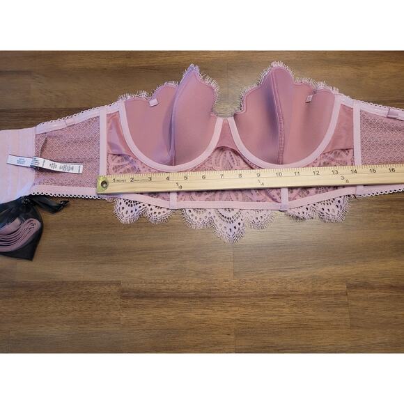 Victoria’s Secret Dream Angels Lace Bustier 32DD Dusty Rose Scalloped Trim NWT - Picture 9 of 13